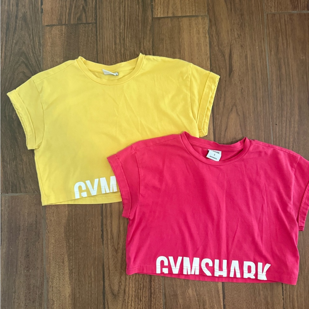 Gymshark Fraction Crop T-Shirts Tops Size Small yellow Pink SET OF TWO